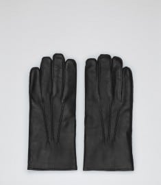 Reiss Thorman Leather Gloves Black