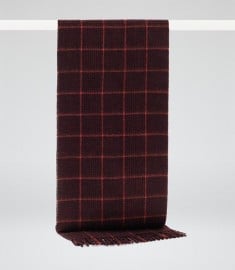 Reiss Coulsdon Wool Check Scarf Burgundy