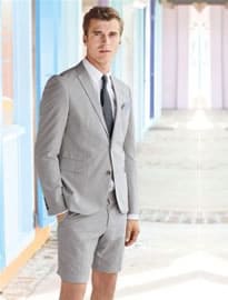 Next Blue Stripe Cotton Skinny Fit Suit: Shorts