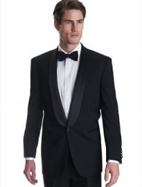 Moss Bros Regular Fit Satin Shawl Collar Dinner/tuxedo Jacket Black