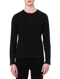 The Kooples Leather-neckline Henley Top