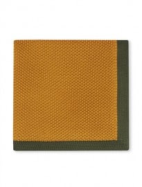 Moss London Mustard With Green Border Knitted Handkerchief