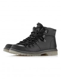Topman Black Leather Hiker Cleated Boots