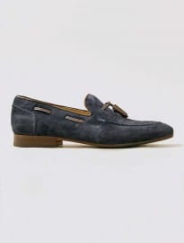 Topman Navy Suede Tassel Loafers
