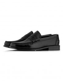 Topman Black Leather Penny Loafers