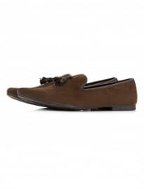 Topman Brown Suede Tassle Loafers