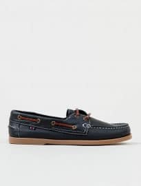 Topman Navy Leather Boat Shoes