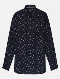 Burton Black Long Sleeve Blue Geometric Print Shirt