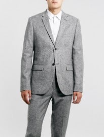 Topman Grey Textured Skinny Fit Suit