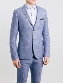 Topman Blue Checked Skinny Suit