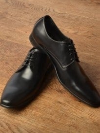 Plain Black Leather Derby Shoes