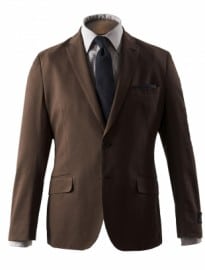 Brown Cotton Twill Slim Fit Jacket