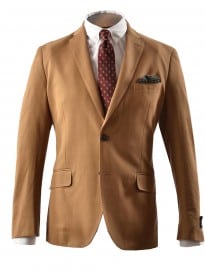 Camel Cotton Twill Slim Fit Jacket