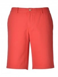 Red Casual Fit Washed Cotton Shorts