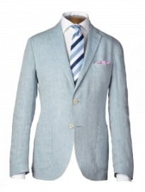 Royal Blue Linen Chambray Slim Fit Jacket