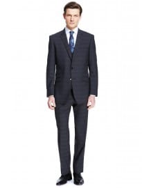 Pure New Wool 2 Button Checked Suit Including Waistcoat