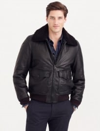 J. Crew Wallace & Barnes Sherpa-collar Italian Leather G-1 Flight Jacket