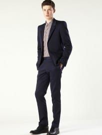 Topman Two Piece Navy Sharp Shoulder Skinny Suit