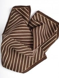Brown & White Striped Pocket Square