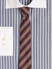 Navy & White Oxford Stripe Slim Fit Shirt