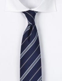 Navy Twill Multistripe Tie
