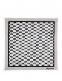 Navy Diamond Printed Silk Handkerchief