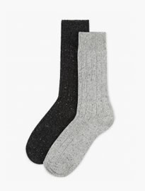 M&s Collection New 2 Pairs Of Thermal Ribbed Socks With Wool