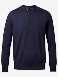 Navy Merino Henley Neck Jumper