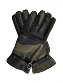 Valentino Camo-print Canvas And Leather Gloves 216275