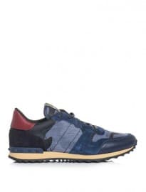 Valentino Denim Leather And Suede Camo Trainers