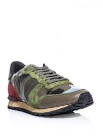 Valentino Nylon Suede And Camo Leather Trainers 153404