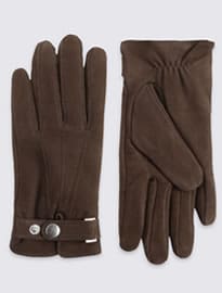 M&s Collection Leather Press Stud Gloves With Thinsulate