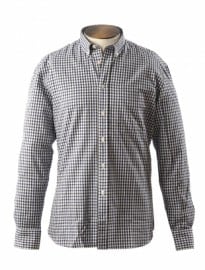 Garment Washed Navy & Black Gingham Check Shirt