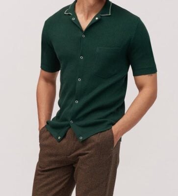 Percival green cuban short sleeve button up shirt