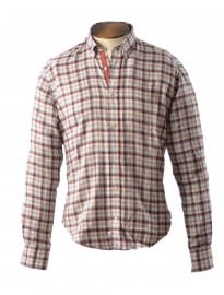 Garment Washed Red & Sky Twill Check Shirt