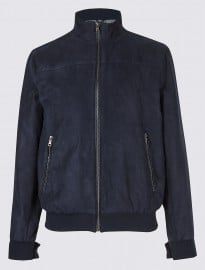M&s Collection Faux Suede Bomber Jacket