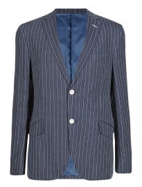 M&s Collection Luxury New Linen Rich Tailored Fit 2 Button Striped Jacket