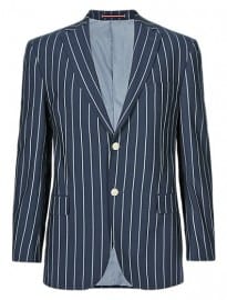Blue Harbour Notch Lapel 2 Button Striped Jacket With Wool