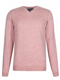 Merino Wool Rich Slim Fit V-neck Jumper With Silk