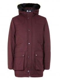 Topman Burgundy Faux Fur Hood Parka