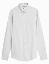 Topman Grey Stretch Skinny Oxford Shirt