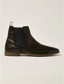 Topman Black Leather Track Chelsea Boots