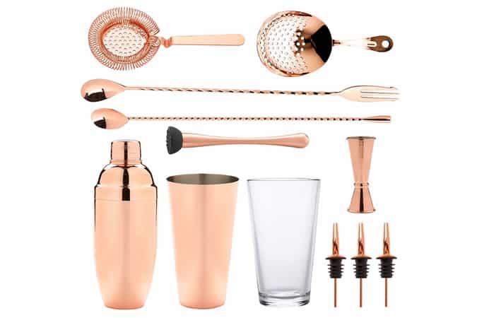 Crosbys Copper Cocktail Set 12 Pieces