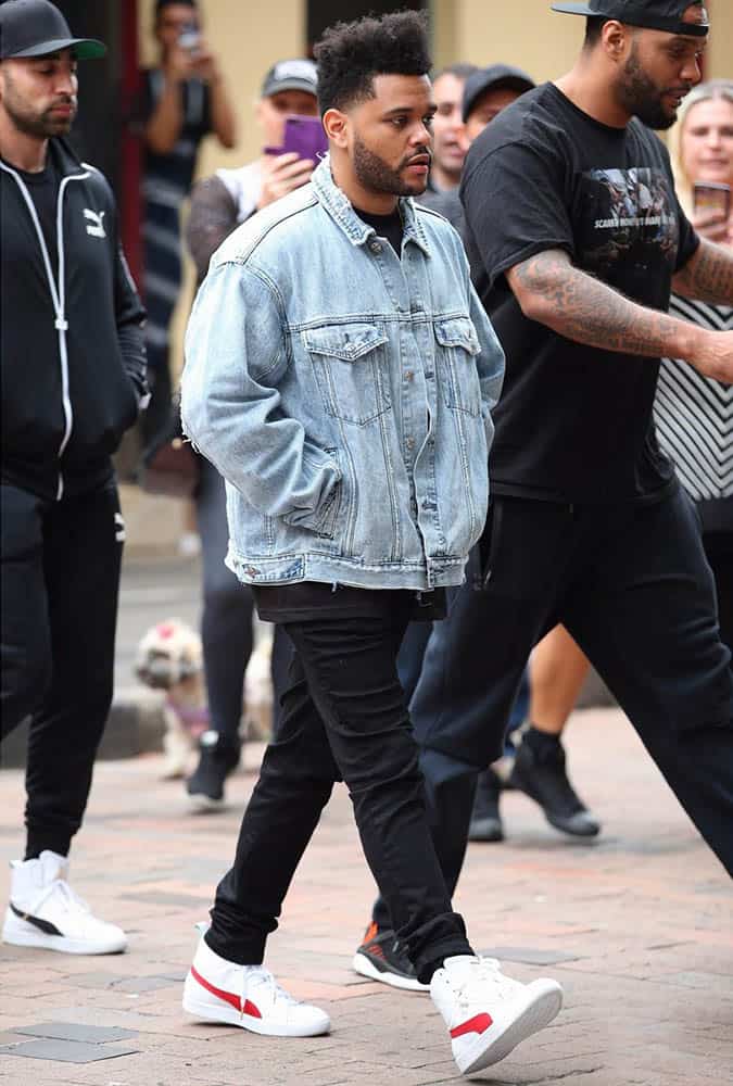 The Weeknd Wearing An Oversized Denim Jacket