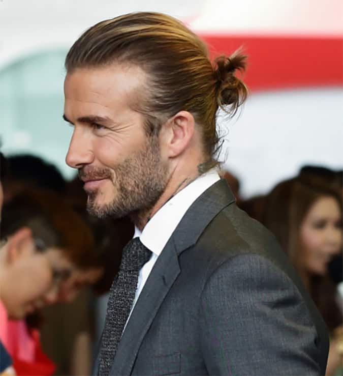 david beckham man bun hairstyle celebrity hairstyle