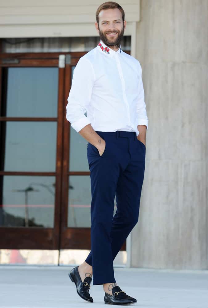 Alessandro Borghi dressed in Gucci