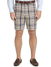 Plain-front Madras Shorts