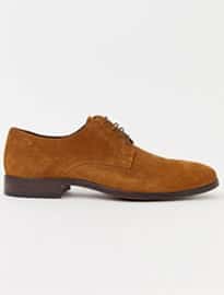 Asos Design Lace Up Shoes In Tan Suede With Natural Sole