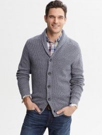 Textured Shawl-collar Cardigan