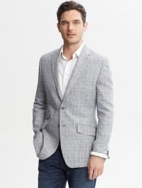Tailored Plaid Linen Blazer